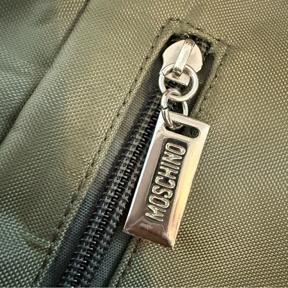 Moschino Olive Army Green Nylon Canvas Mini Backpack Purse Bag - Picture 8 of 11